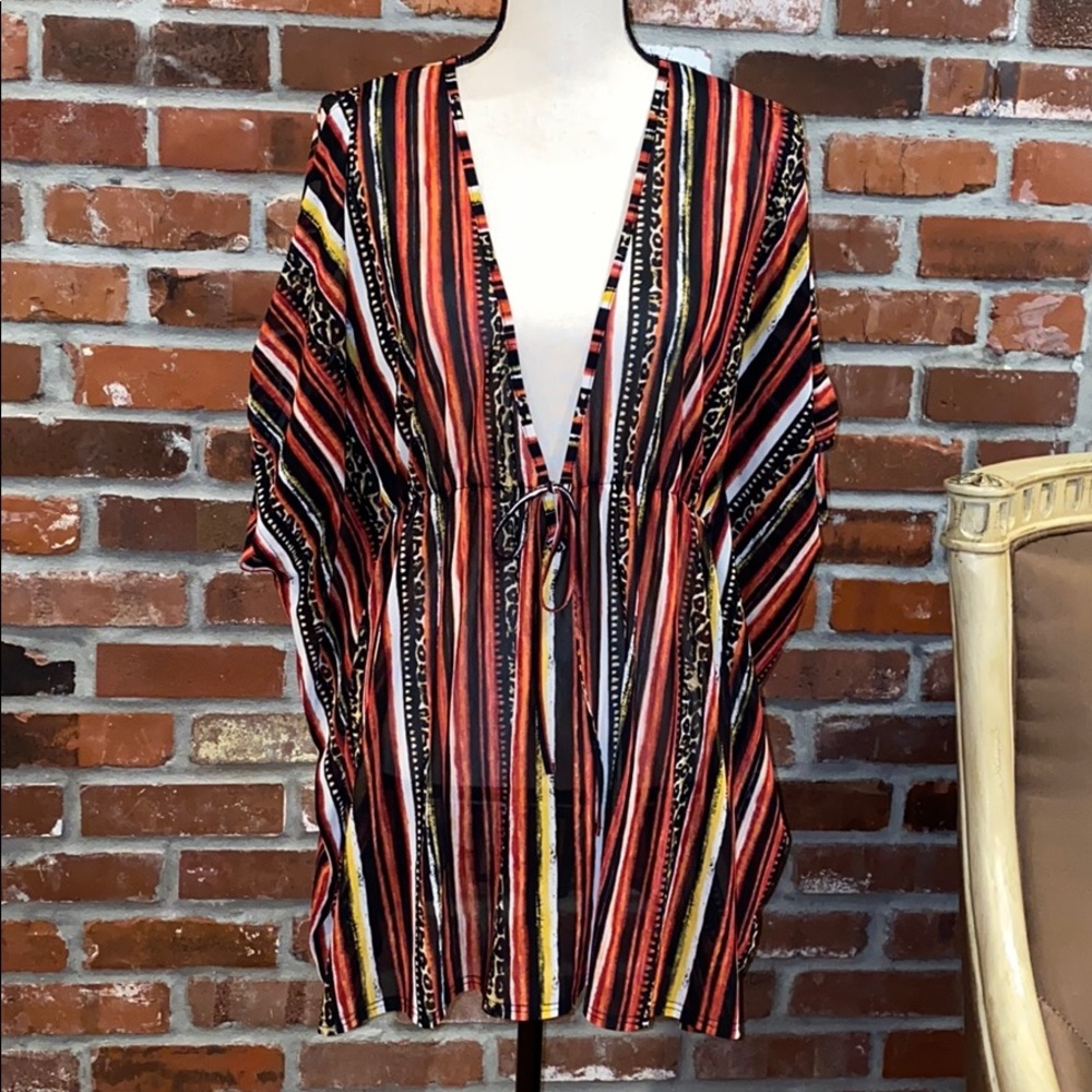 Bold color and animal print swimsuit coverup - Picture 1 of 7
